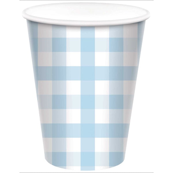 Baby Blue Gingham Paper Party Cups