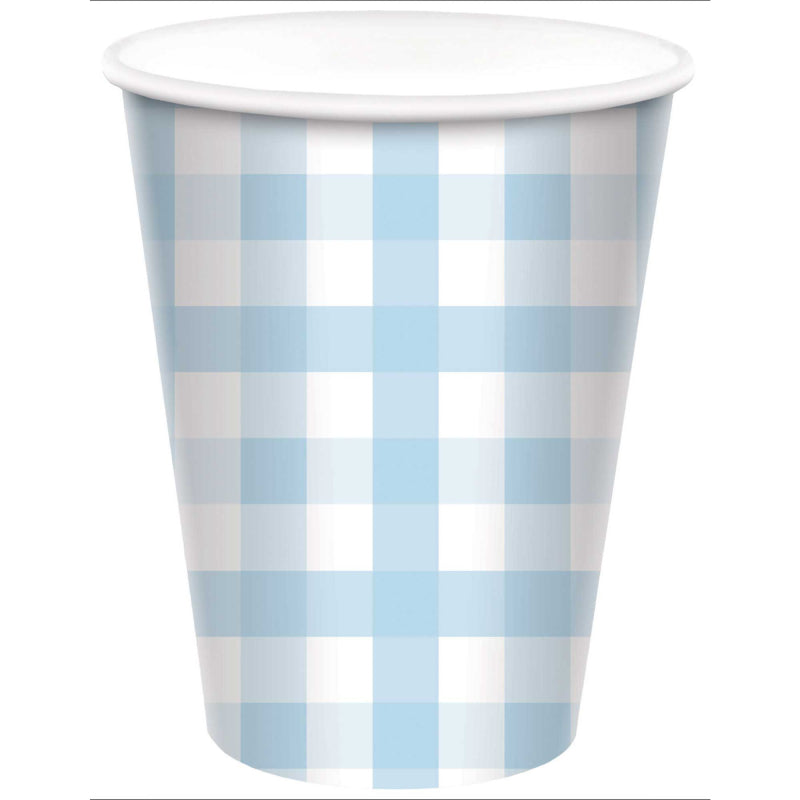 Baby Blue Gingham Paper Party Cups