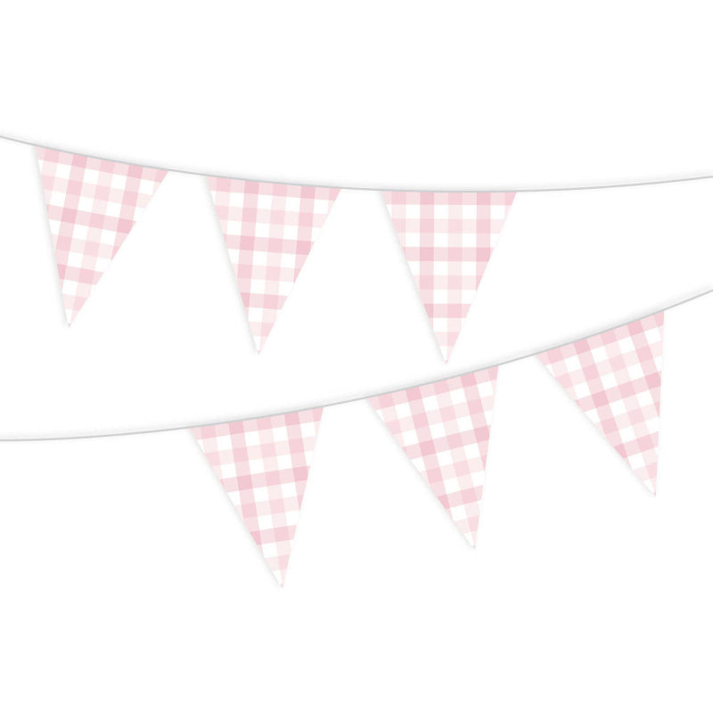 Baby Pink Gingham Paper Bunting Flags