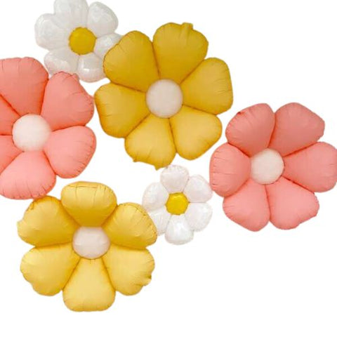 Jumbo Boho Daisy Flower Balloons Bouquet  - 6 Pack