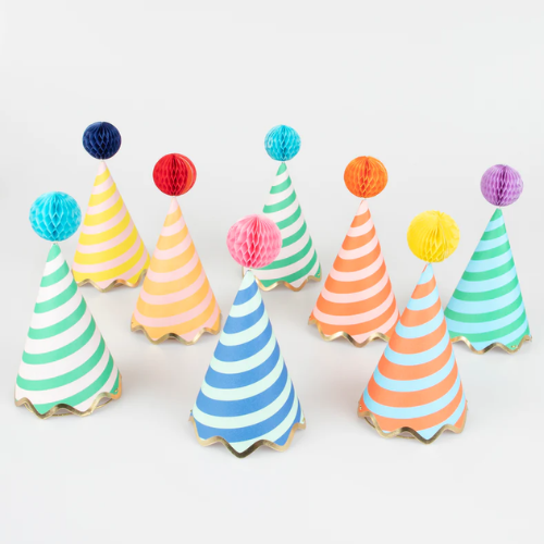 Happy Birthday Rainbow Stripe Party Hats Meri Meri