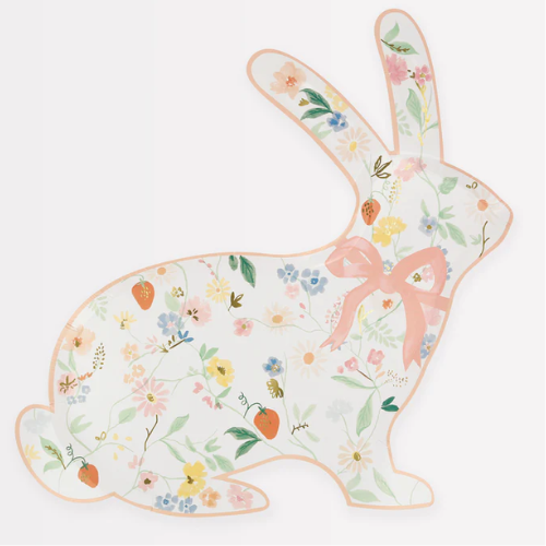 Floral Bunny Shaped Paper Party Plates